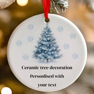 Personalised Blue Christmas Tree Ceramic Hanging Tree Decoration - 7cm