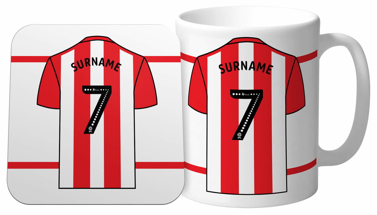 DRESSING ROOM Sheffield United F.C Personalised Ceramic Mug & Coaster Set 