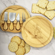 Personalised Wallace & Gromit 'Cheese Gromit' Round Cheese Board And Knives