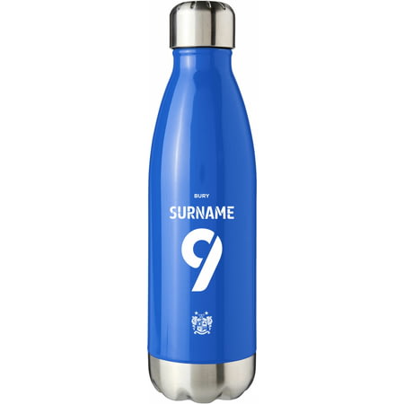 Personalised Bury FC Back Of Shirt Blue Insulated Water Bottle
