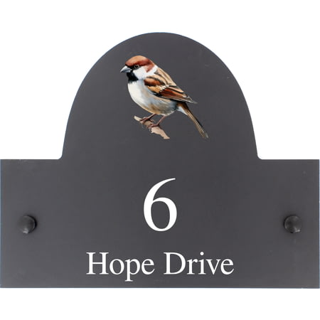 Personalised Sparrow Bird Motif Slate House Name Or Number Plaque/Sign - 25x20cm