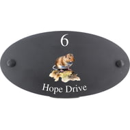 Personalised Vole Wildlife Animal Motif Oval Slate House Sign Plaque 25x13cm
