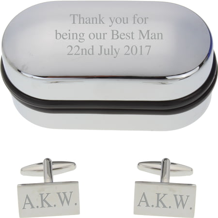 Personalised Engraved Rectangle Cufflinks in Gift Box