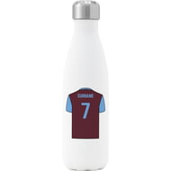 Personalised West Ham United Shirt Insulated Water Bottle - 500ml - White