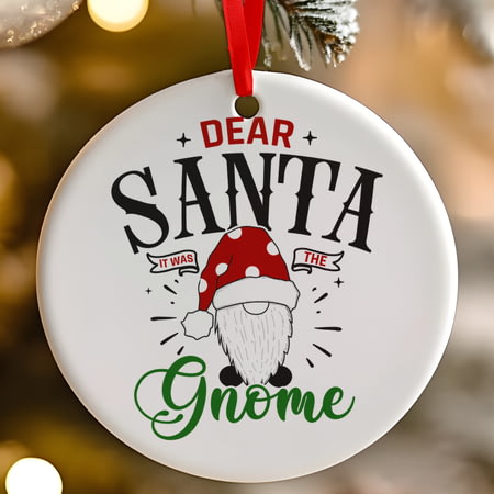 Dear Santa It Was The Gnome Funny Ceramic Christmas Tree Decoration - 7cm