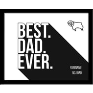 Personalised Derby County Best Dad Ever 10x8 Photo Framed