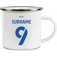 Personalised Bury FC Back Of Shirt Enamel Camping Mug