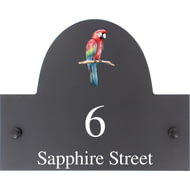 Personalised Parrot Bird Motif Slate House Name Or Number Plaque/Sign - 25x20cm