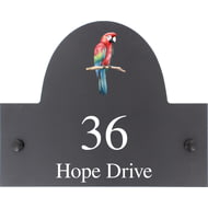 Personalised Parrot Bird Motif Slate House Name Or Number Plaque/Sign - 25x20cm