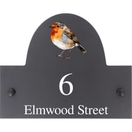 Personalised Robin Bird Motif Slate House Name Or Number Plaque/Sign - 25x20cm