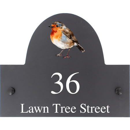 Personalised Robin Bird Motif Slate House Name Or Number Plaque/Sign - 25x20cm