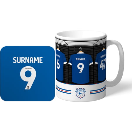 Personalised Cardiff City FC Dressing Room Shirts Mug & Coaster Set