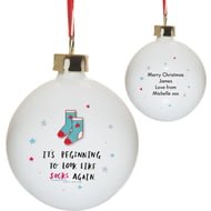 Personalised HotchPotch Sock's Again Ceramic Bauble