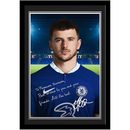 Personalised Chelsea FC Mason Mount Autograph A4 Framed Player Photo