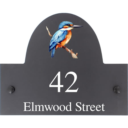 Personalised Kingfisher Bird Motif Slate House Name Or Number Plaque/Sign - 25x20cm