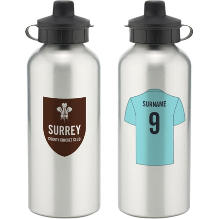 Personalised Surrey County Cricket Club Aluminium Water Bottle - Silver Bottle