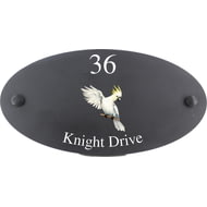 Personalised Cockatoo Bird Motif Oval Slate House Sign Plaque 25x13cm