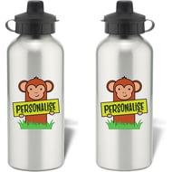 Personalised Kids Monkey Aluminium Water Bottle