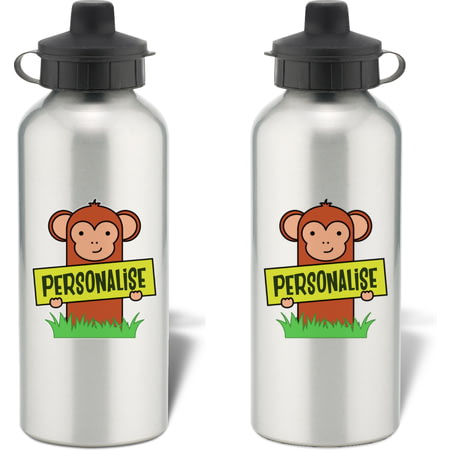 Personalised Kids Monkey Aluminium Water Bottle