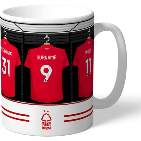 Personalised Nottingham Forest FC Dressing Room Shirts Mug