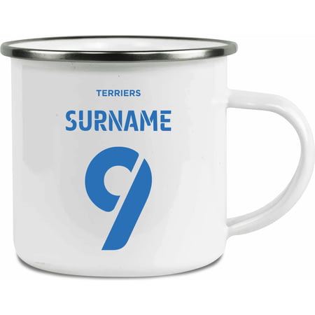 Personalised Huddersfield Town AFC Back Of Shirt Enamel Camping Mug