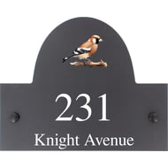 Personalised Hawfinch Bird Motif Slate House Name Or Number Plaque/Sign - 25x20cm