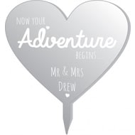 Personalised Adventure Heart Mirrored Cake Topper