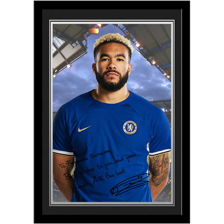 Personalised Chelsea FC Reece James Autograph A4 Framed Player Photo