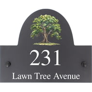 Personalised Oak Tree Dog Motif Slate House Name Or Number Plaque/Sign - 25x20cm