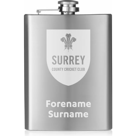 Personalised Surrey County Cricket Club Crest Hip Flask