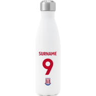 Personalised Stoke City FC Back Of Shirt Insulated Water Bottle - White