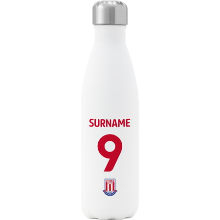 Personalised Stoke City FC Back Of Shirt Insulated Water Bottle - White
