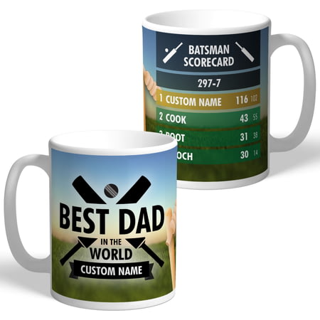 Personalised Best Dad In The World Cricket 11oz Ceramic Mug 