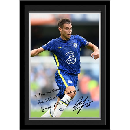 Personalised Chelsea FC César Azpilicueta Autograph A4 Framed Player Photo