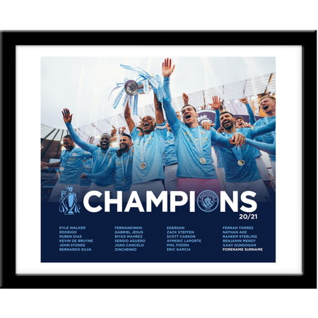 Personalised Manchester City FC Premier League Champions 2021 Team Photo Print