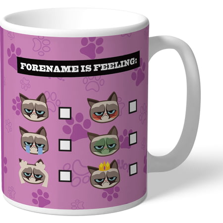 Personalised Grumpy Cat Emoji - Feeling Mug Pink