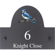 Personalised Blue Jay Bird Motif Slate House Name Or Number Plaque/Sign - 25x20cm