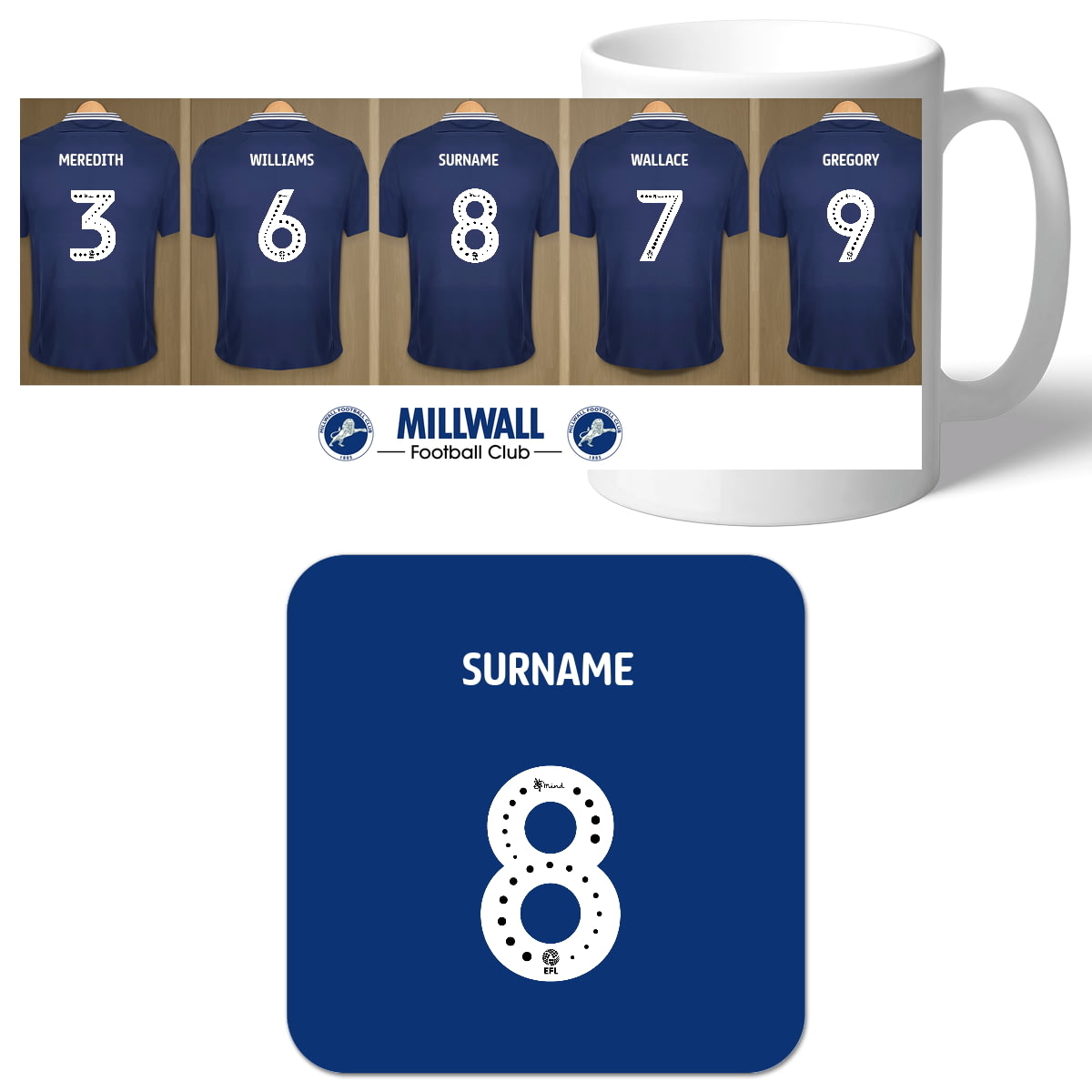FREE PERSONALISATION Content Gateway Official Personalised Millwall FC Dressing Room Mug 