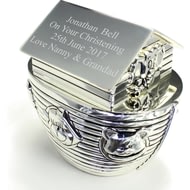 Personalised Engraved Silver Plated Noah's Ark Money Box
