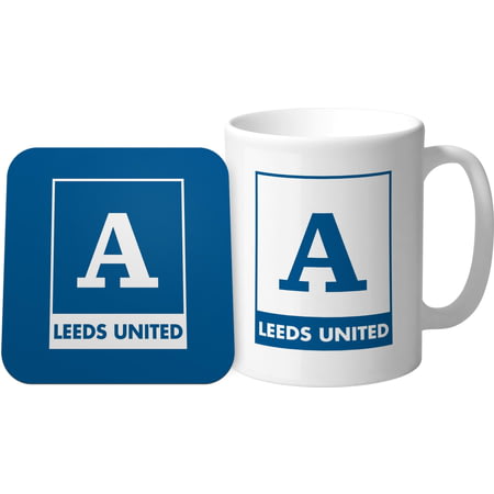 Personalised Leeds United FC Monogram Mug & Coaster Set