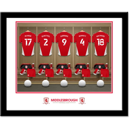 Personalised Middlesbrough FC Dressing Room Shirts Framed Print