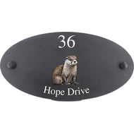 Personalised Otter Wildlife Animal Motif Oval Slate House Sign Plaque 25x13cm
