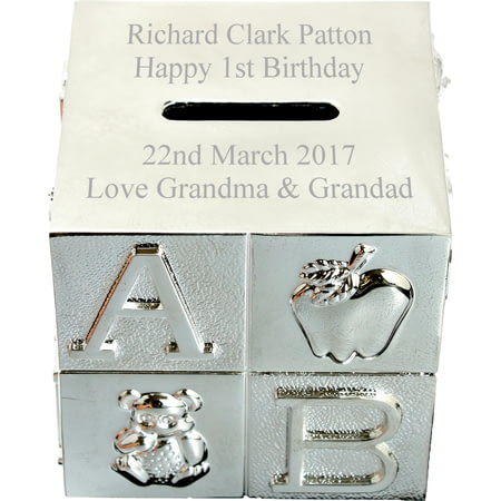Personalised Engraved Silver Plated ABC Moneybox