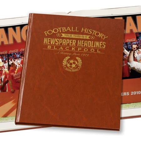 Personalised Blackpool Football Newspaper Book - A3 Leatherette Cover