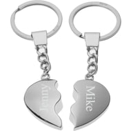 Personalised Engraved Silver Plated Joining Heart Keyrings
