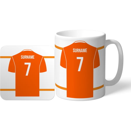 Personalised 'Back of Shirt' Mug & Coaster Set for Blackpool supporters - 11oz Ceramic Mug