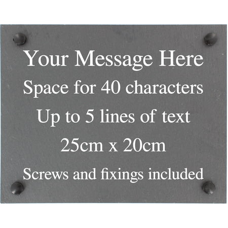 Personalised Large Slate Plaque/Sign with wall fixings - 25x20cm - Garden, Shed, House sign
