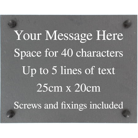 Personalised Large Slate Plaque/Sign with wall fixings - 25x20cm