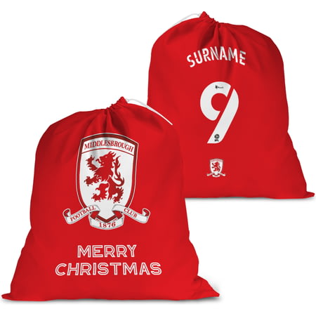 Personalised Middlesbrough FC FC Back Of Shirt Large Fabric Christmas Santa Sack