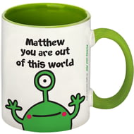 Personalised Cosmic Alien Green Inside Mug
